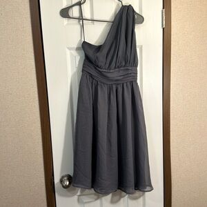 One shoulder dress. Grey. Size 4.